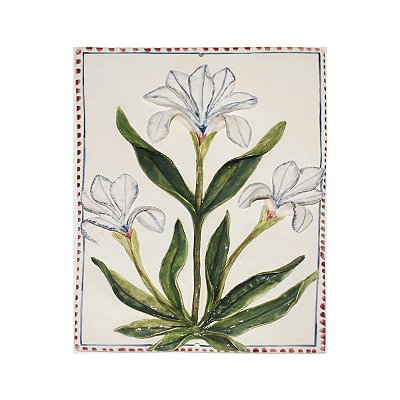 Placa decorativa flores brancas indianas