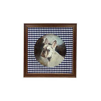Quadro cachorro frenchie xadrez