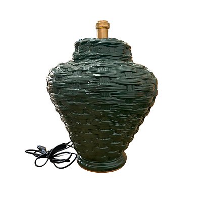 Base abajur cestaria verde escuro