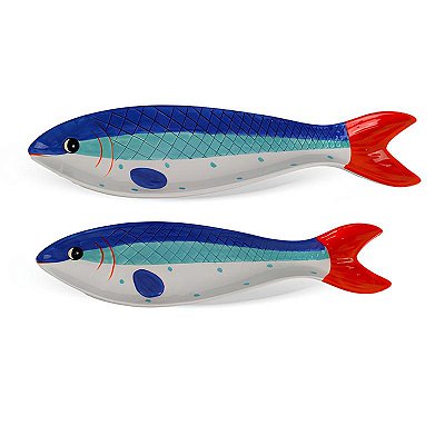 Conjunto pratos decorativos sardinha