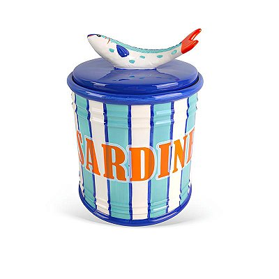 Pote redondo decorativo sardinha com listras M