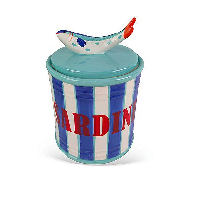 Pote redondo decorativo sardinha com listras P