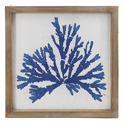 Quadro coral azul com moldura madeira 3