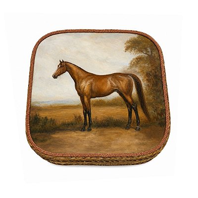 Baú rattan cavalo pintado à mão modelo 2