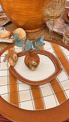 Mini vaso terracota com aplique de cavalo