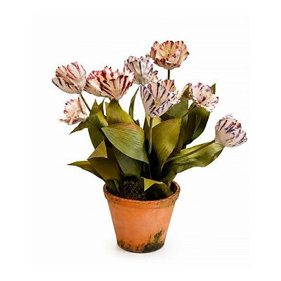 Vaso de tulipas com hastes em cobre