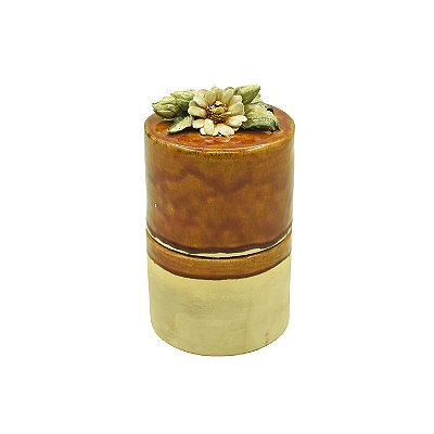 Porta vela redondo com tampa de flores