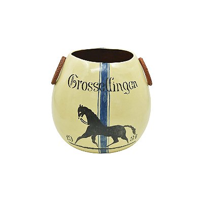 Vaso cavalo bege com argolas couro