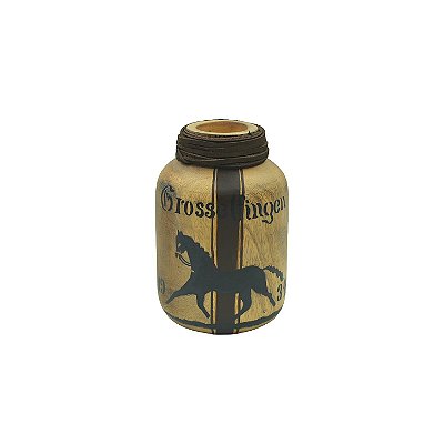 Vaso fino de madeira com pintura de cavalo