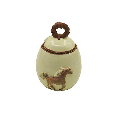 Açucareiro com aplique de cavalo e argola com couro