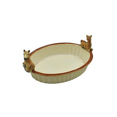 Travessa oval M com aplique de cavalos na borda