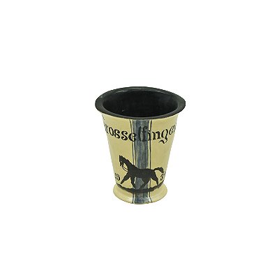 Mini vaso bege com azul marinho e pintura de cavalo