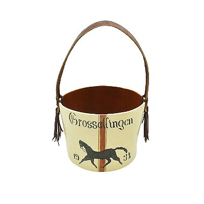Cachepot estilo balde com alça de couro