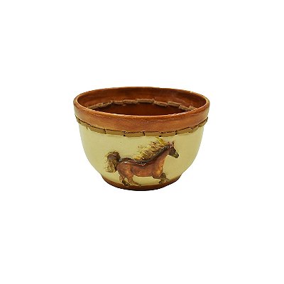 Mini bowl com aplique de cavalo e costura de couro