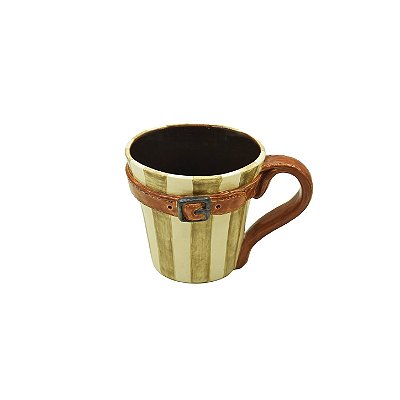 Caneca com listras verde e aplique de espora
