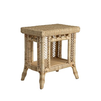 Mesa lateral rattan trabalhada dois andares