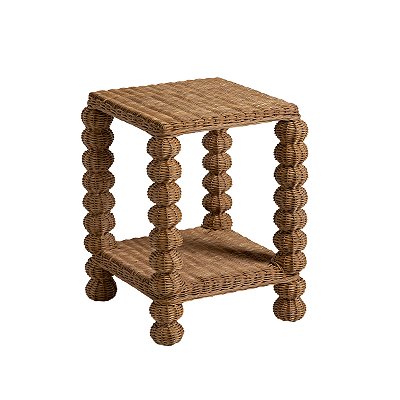 Mesa lateral bolas em rattan e ferro