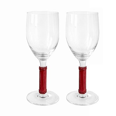 Taça Com Pé de Bambu Vermelho (cj com 2)