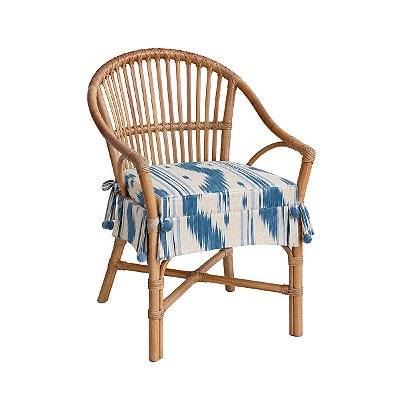Cadeira bambu curva com almofada ikat