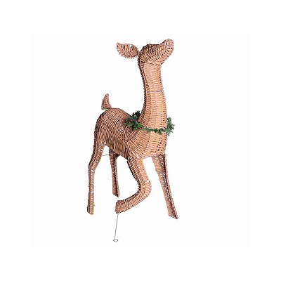 Rena decorativa de vime com guirlanda (110 cm)