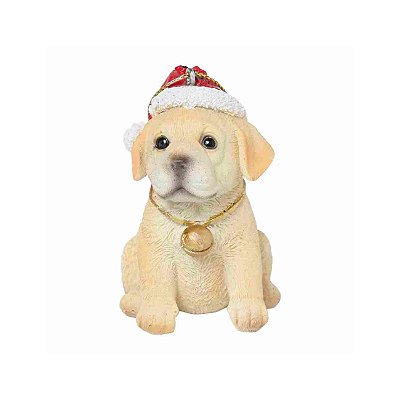 Enfeite de Natal filhote labrador com gorro
