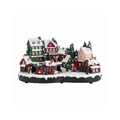Brinquedo de Natal grande vila com trem e túnel