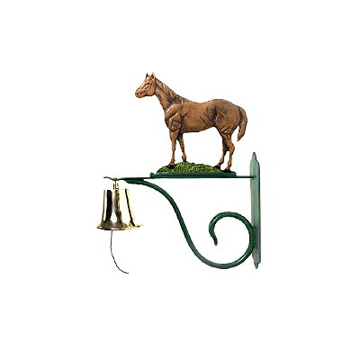 Campainha sino em latão com suporte e cavalo
