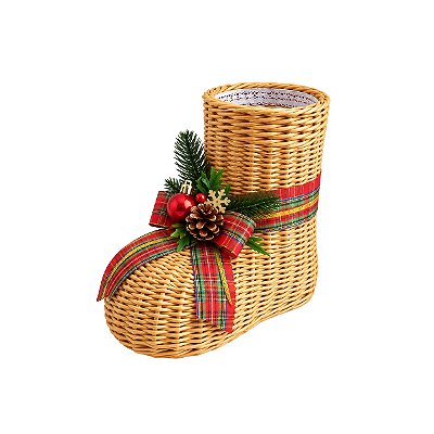 Bota Papai Noel em rattan (35 cm)