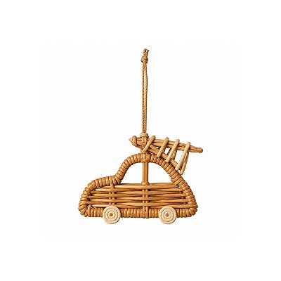Pendente Natal carro em rattan