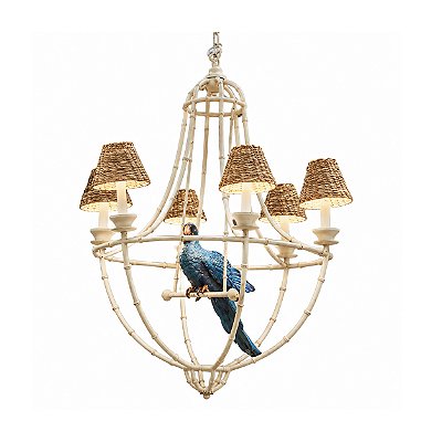 Lustre Arara Azul com cúpulas de taboa Zanatta Casa