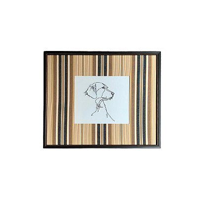 Quadro perfil labrador bordado com passpatour listras (65x55 cm)