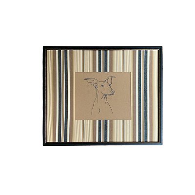 Quadro perfil cachorro bordado com passpatour listras (65x55 cm)