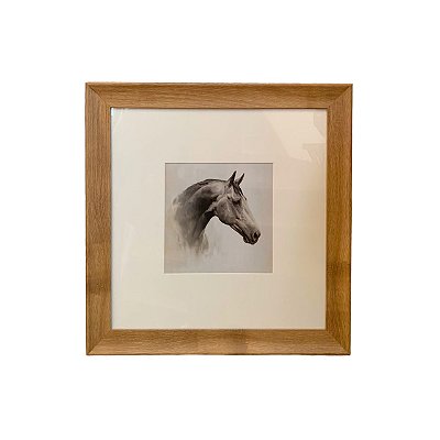 Quadro perfil cavalo tons de cinza (40x40 cm)