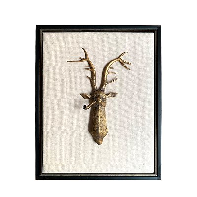 Quadro busto alce em metal (65x55 cm)