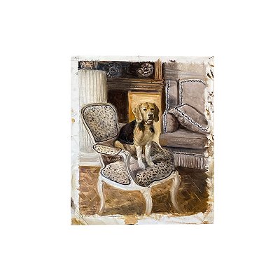 Pintura cachorro Beagle na cadeira