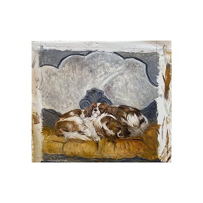 Pintura à óleo cachorros dormindo
