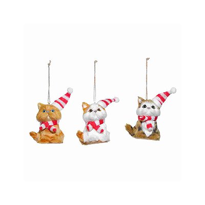 Kit 3 gatinhos de pendurar na árvore de Natal