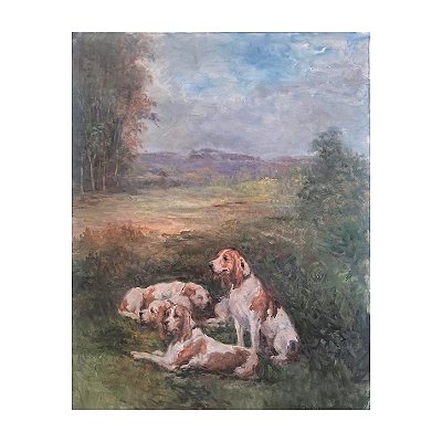 Tela paisagem com três cachorros
