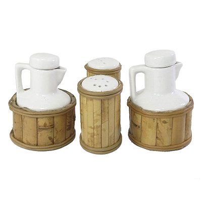 Galheteiro de Porcelana e Bambu (4 peças)