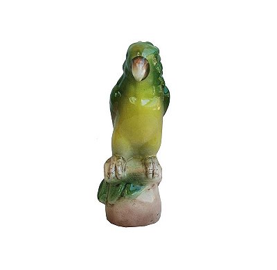 Papagaio de faiança pintado à mão (30 cm de altura)