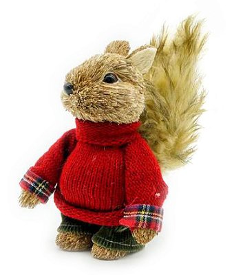 Esquilo de Natal com tricô vermelho