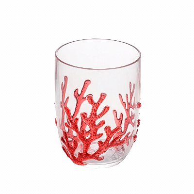 Copo baixo acrílico coral vermelho (cj com 6)