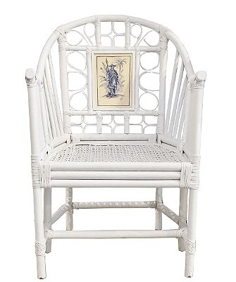 Cadeira chino branca com aquarela guerreiro