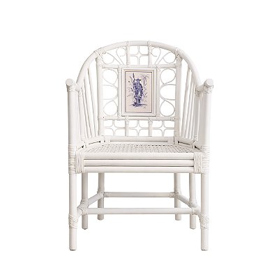 Cadeira chino branca com aquarela guerreiro