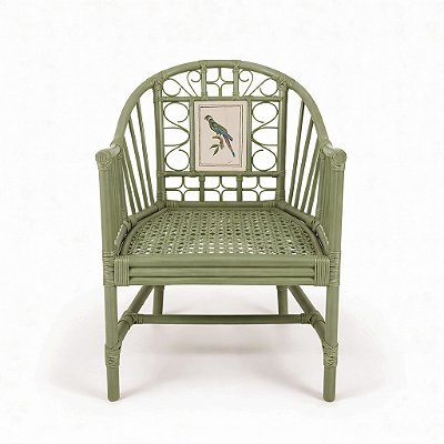 Cadeira chino verde com pássaro