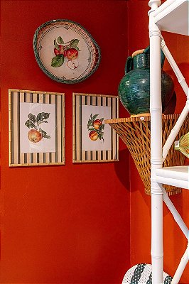 Quadro Pêssegos moldura bambu Zanatta Casa
