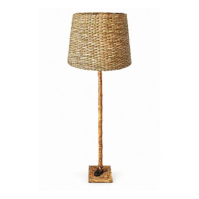 Abajur de piso de bambu com cúpula de taboa