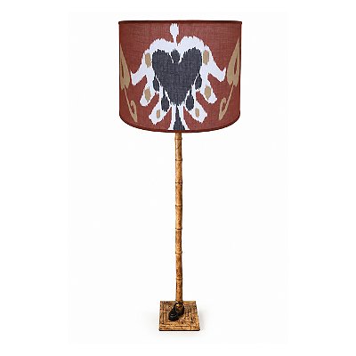 Abajur de piso de bambu com cúpula de ikat