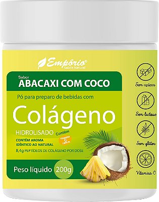 1366 Colágeno Peptídeos em Pó Sabor Abacaxi com Coco