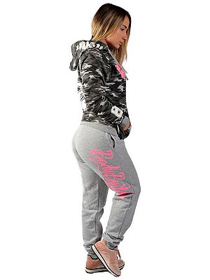 Calça Moletom Estampa Rosa